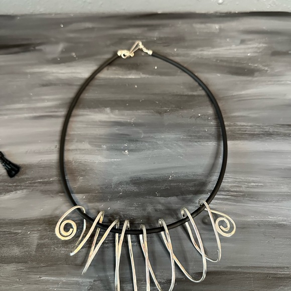 Moonbeams artisan made sterling silver filled wrap statement necklace 15 inches - Picture 6 of 10